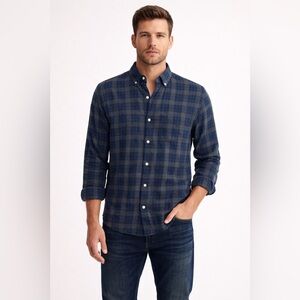 Bonobos Everyday Lightweight Flannel Shirt Small Blue Plaid Slim Fit Winter Cozy
